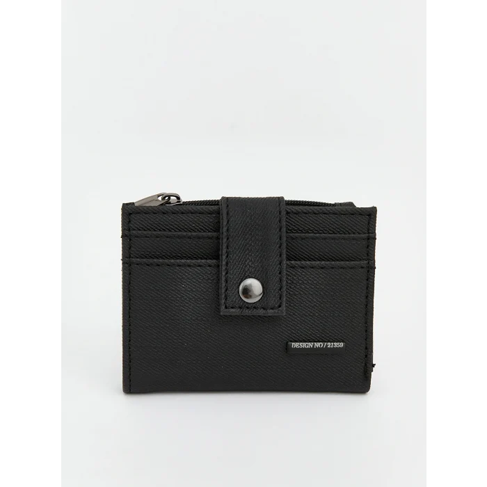 LCW ACCESSORIES Siyah Deri Görünümlü Erkek Kartlık