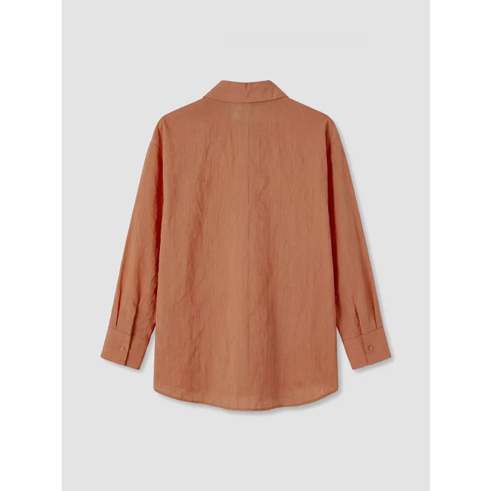 LCW Modest Turuncu Çizgili Oversize Kadın Gömlek Tunik