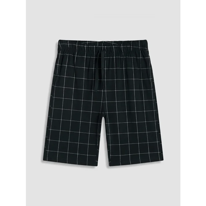 LC WAIKIKI Siyah Baskılı Erkek Şortlu Pijama Takımı