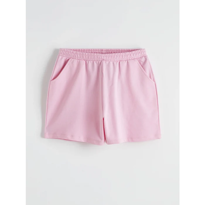 LCW Kids Pembe Beli Lastikli Kız Çocuk Şort