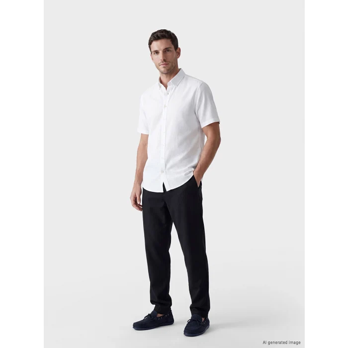 LCWAIKIKI Classic Siyah Regular Fit Keten Karışımlı Erkek Chino Pantolon