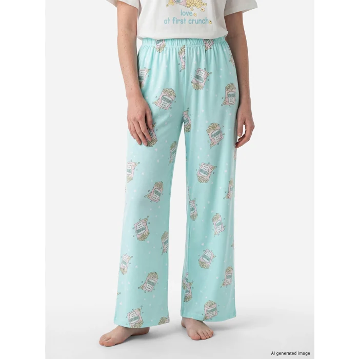 LCW Young Turkuaz Bisiklet Yaka Kadın Kaprili Pijama Takımı