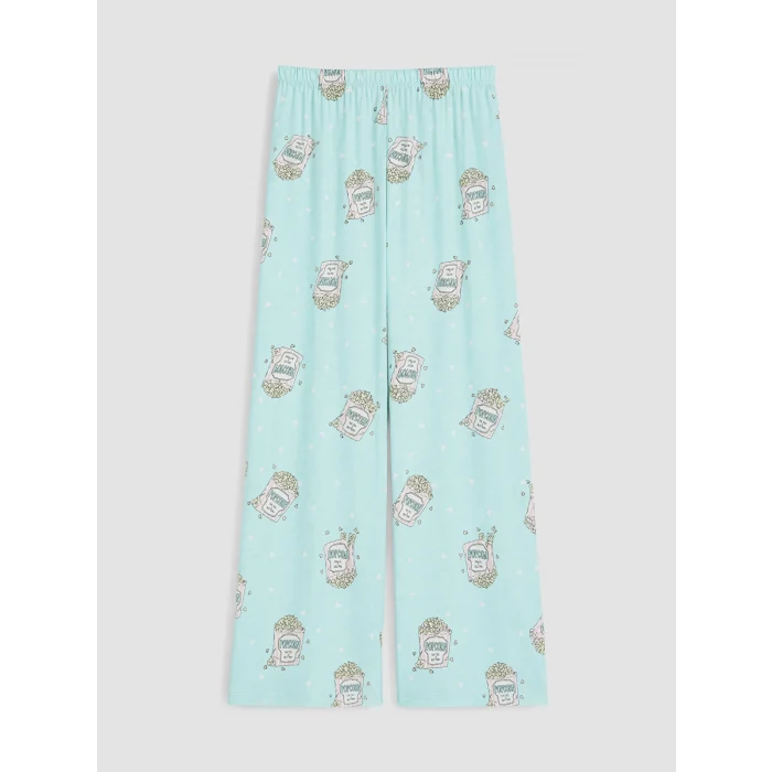 LCW Young Turkuaz Bisiklet Yaka Kadın Kaprili Pijama Takımı