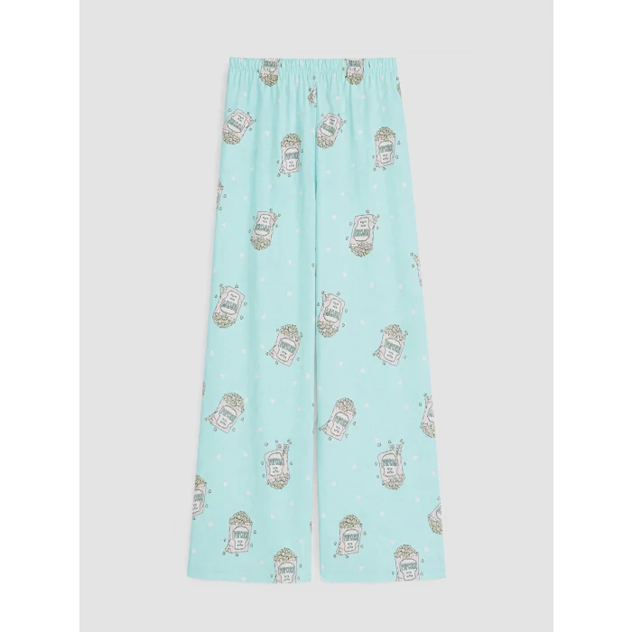 LCW Young Turkuaz Bisiklet Yaka Kadın Kaprili Pijama Takımı