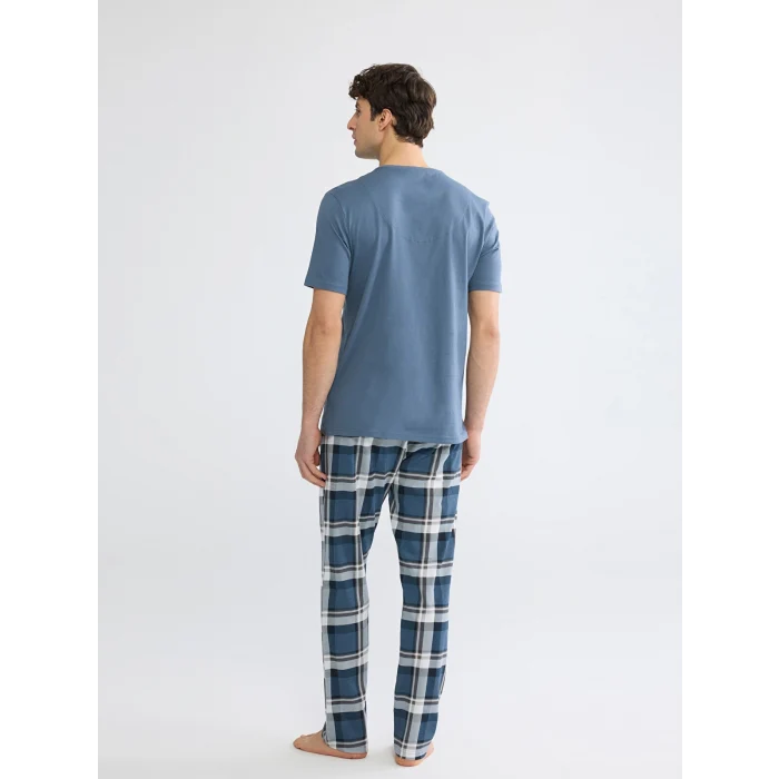 LC WAIKIKI İndigo Regular Fit Ekose Erkek Pijama Takım