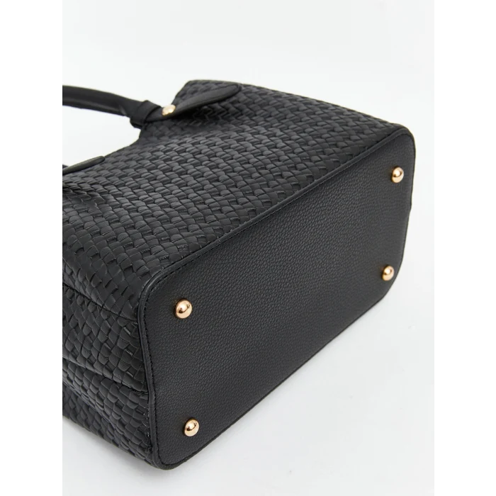 LCW ACCESSORIES Siyah Hasır Örgü Desenli Kadın Omuz Çantası