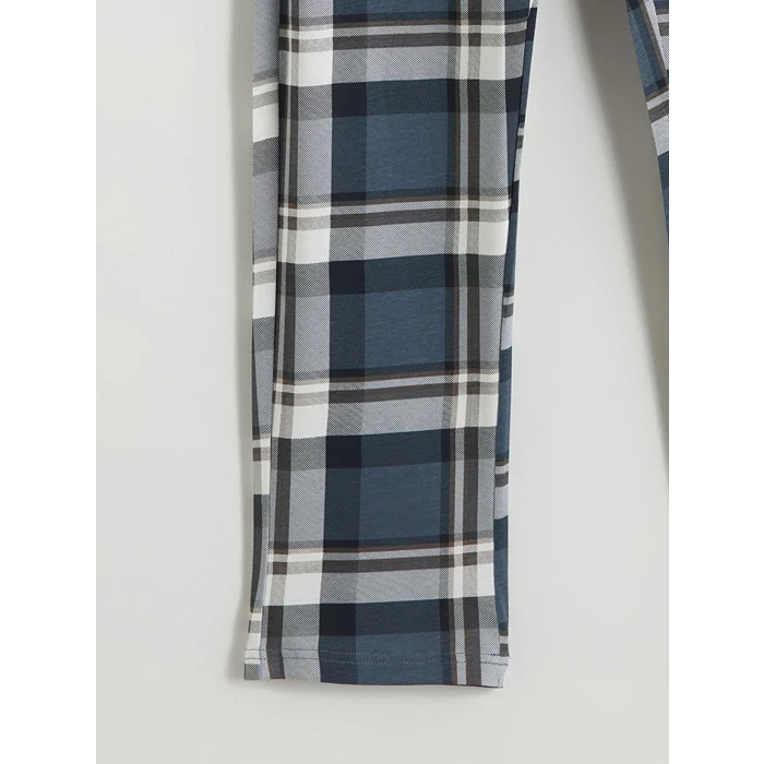 LC WAIKIKI İndigo Regular Fit Ekose Erkek Pijama Takım