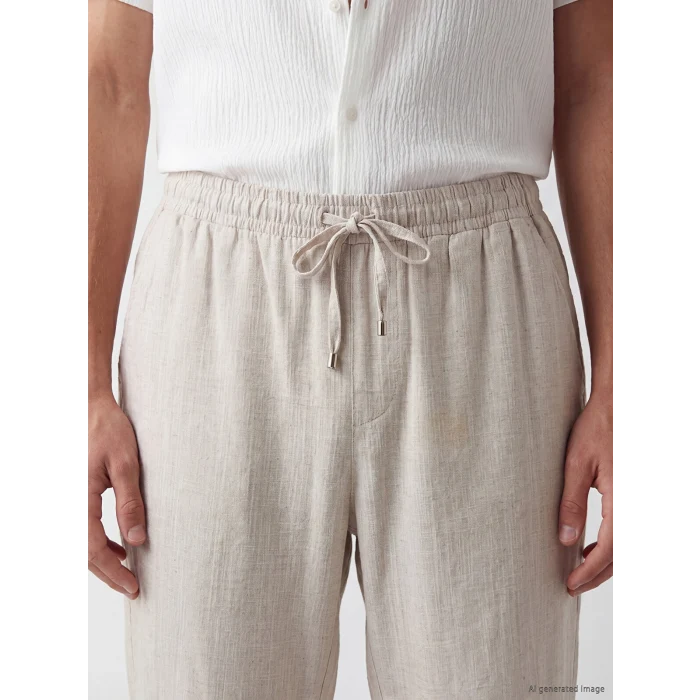 LCW Vision Bej Regular Fit Keten Karışımlı Erkek Pantolon