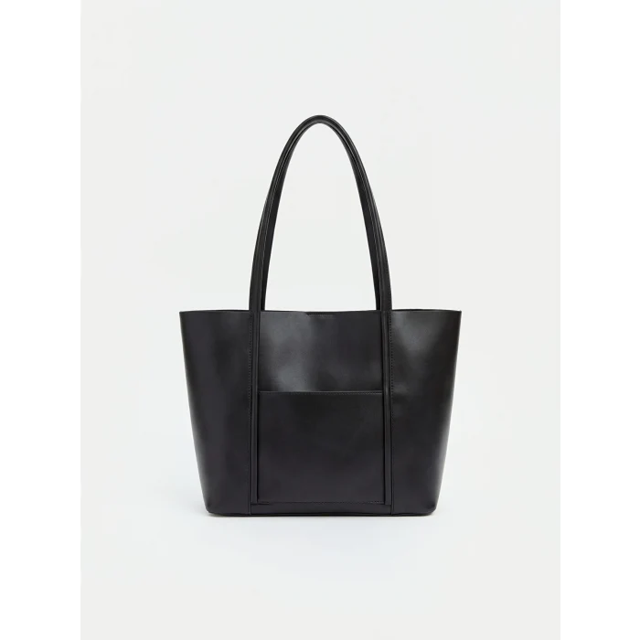 LCW ACCESSORIES Siyah Deri Görünümlü Kadın Omuz Çantası ve El Çantası