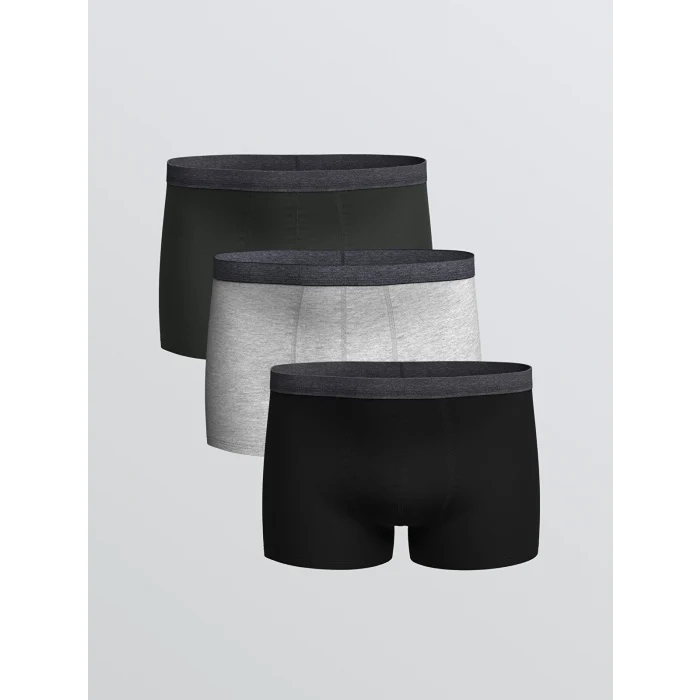 LC WAIKIKI Antrasit Standart Kalıp Pamuklu Esnek Erkek Boxer 3lü