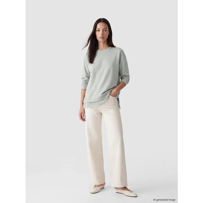 LCW EVERYDAY Gri Dantel Detaylı Soft Touch Kadın Sweatshirt Tunik