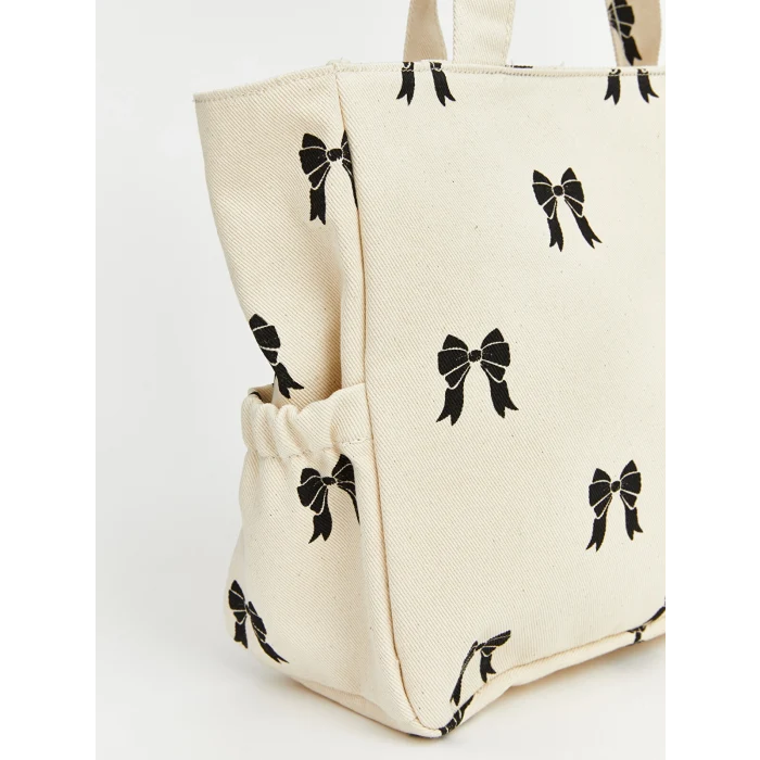 LCW ACCESSORIES Bej Fiyonk Baskılı Kanvas Kız Çocuk Omuz Çantası