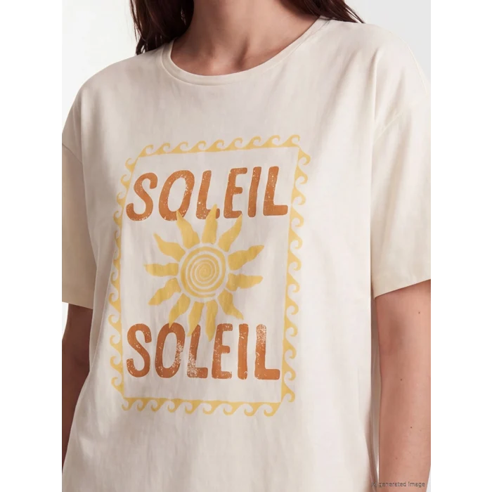LCW DREAM Sarı Bisiklet Yaka Baskılı Kadın Pijama Takımı