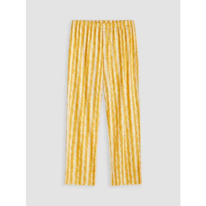 LCW DREAM Sarı Bisiklet Yaka Baskılı Kadın Pijama Takımı