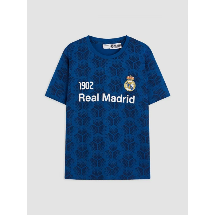 LCW Kids Mavi Real Madrid Baskılı Erkek Çocuk Şortlu Pijama Takımı