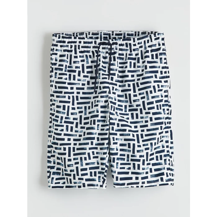 LCW SWIMWEAR Lacivert Diz Hizası Boy Desenli Erkek Deniz Şortu