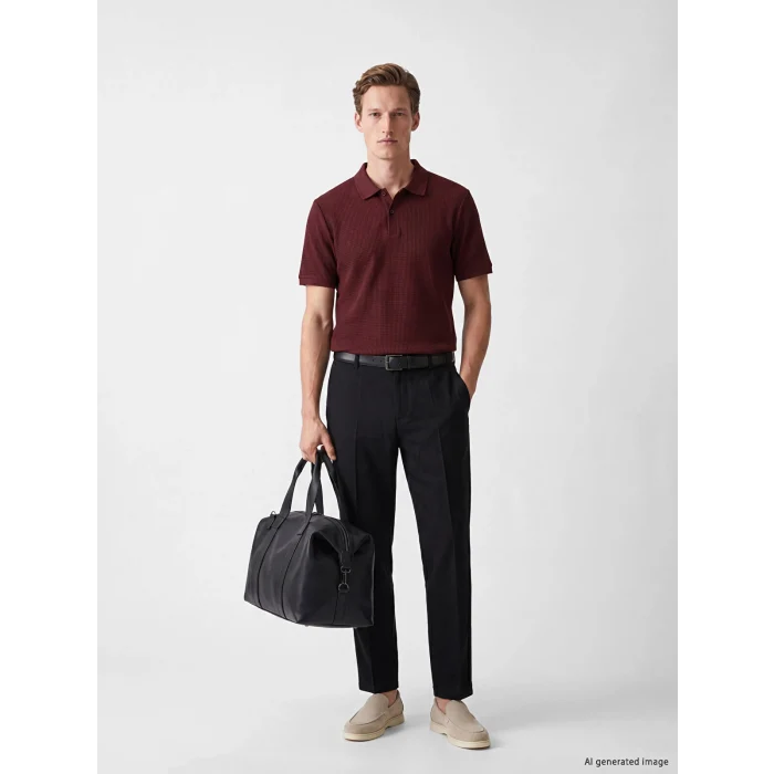 SOUTHBLUE Siyah Regular Fit Keten Görünümlü Erkek Pantolon