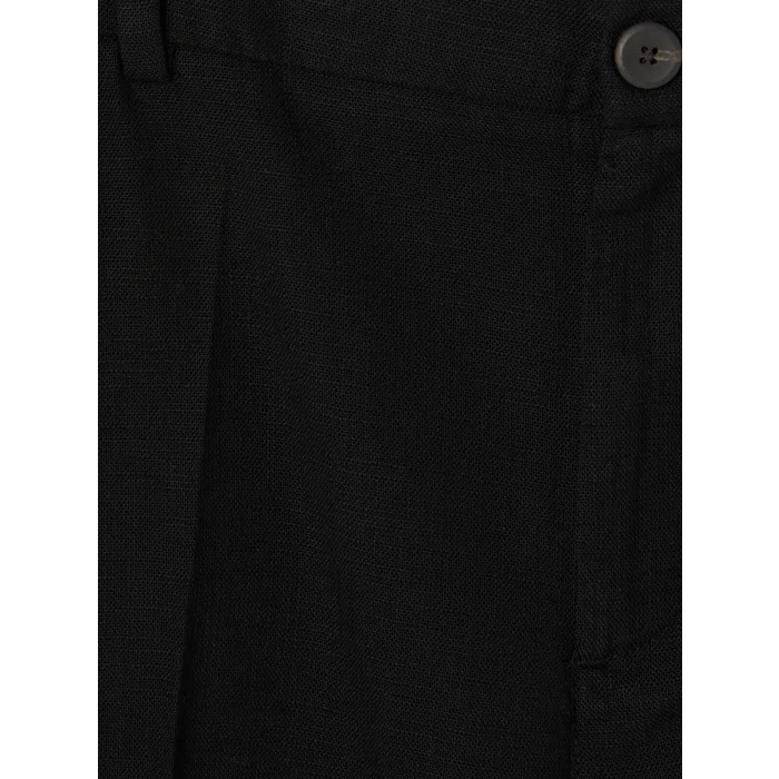 SOUTHBLUE Siyah Regular Fit Keten Görünümlü Erkek Pantolon