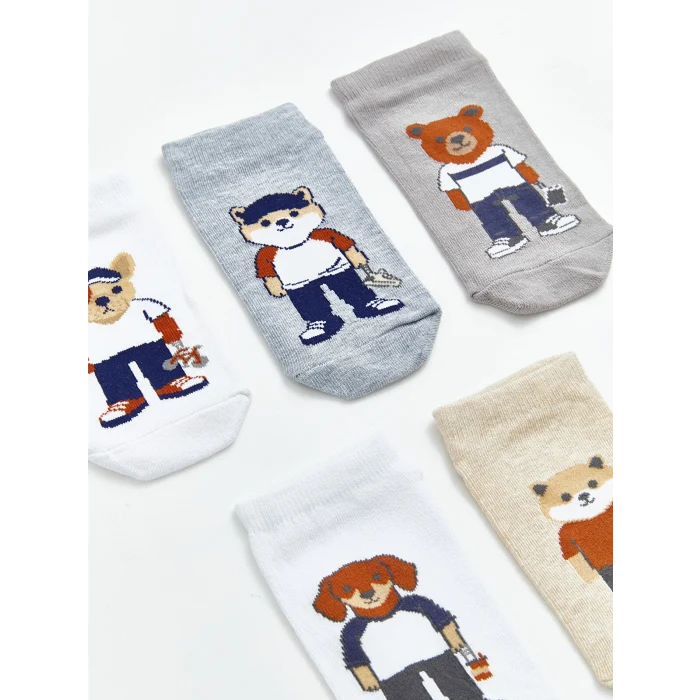 LCW Kids Karışık Desenli Erkek Çocuk Patik Çorap 5li