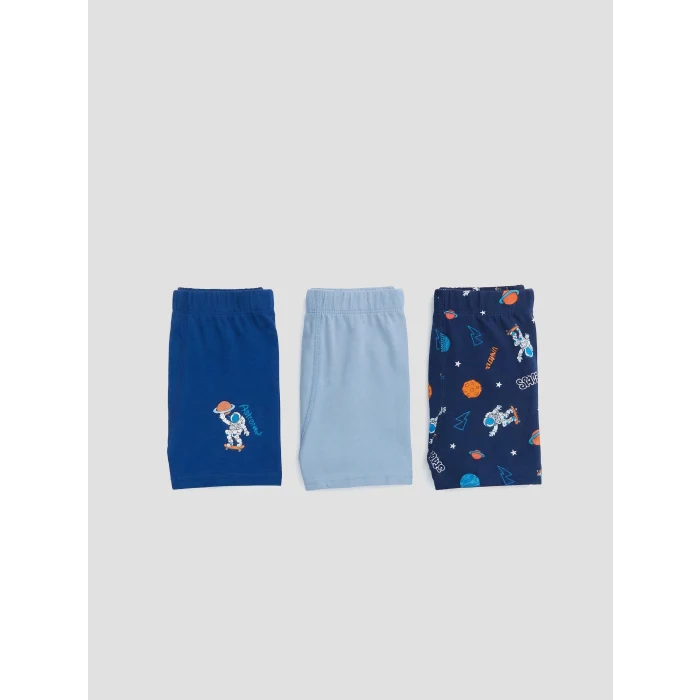 LCW Kids Lacivert Baskılı Erkek Çocuk 3lü Boxer