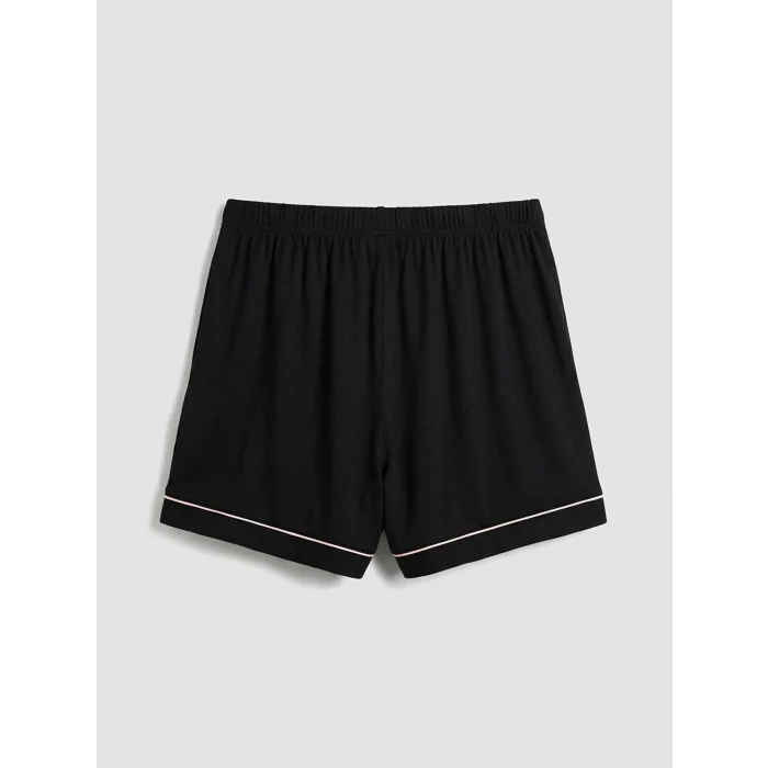 LCW DREAM Siyah Gömlek Yaka Kadın Şortlu Pijama Takımı
