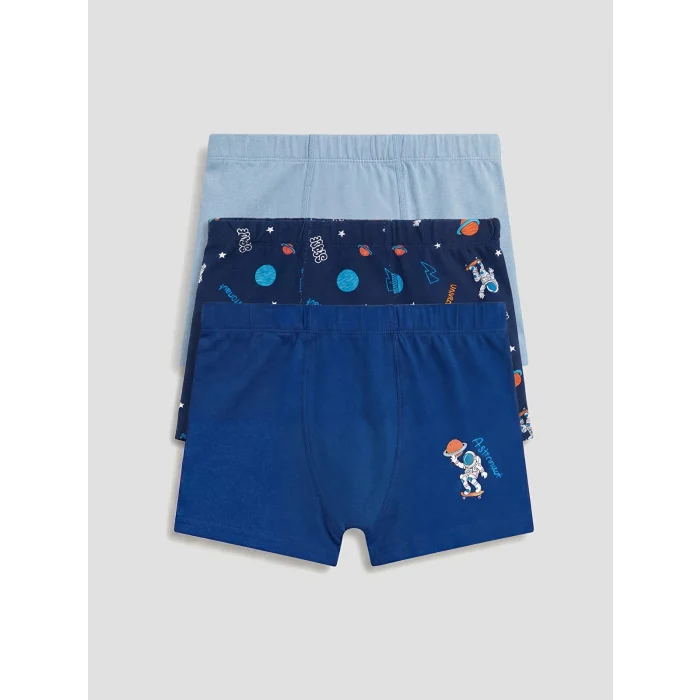 LCW Kids Lacivert Baskılı Erkek Çocuk 3lü Boxer