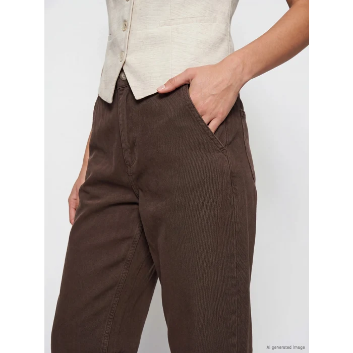 LCW Jeans Kahverengi Balloon Fit Kadın Jean Pantolon