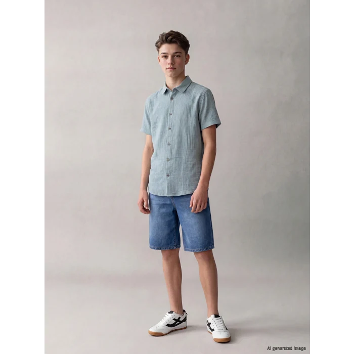 LCW Kids İndigo Geniş Paça Erkek Çocuk Jean Şortolon
