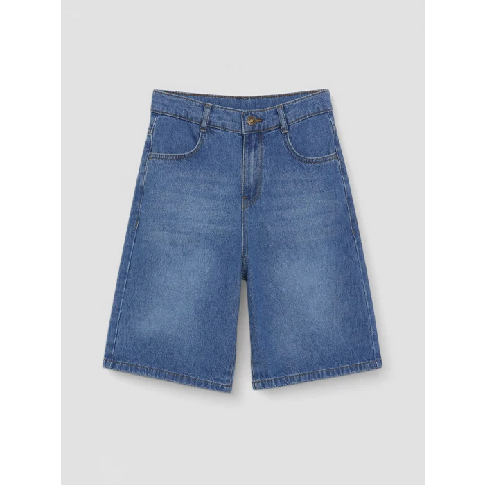 LCW Kids İndigo Geniş Paça Erkek Çocuk Jean Şortolon