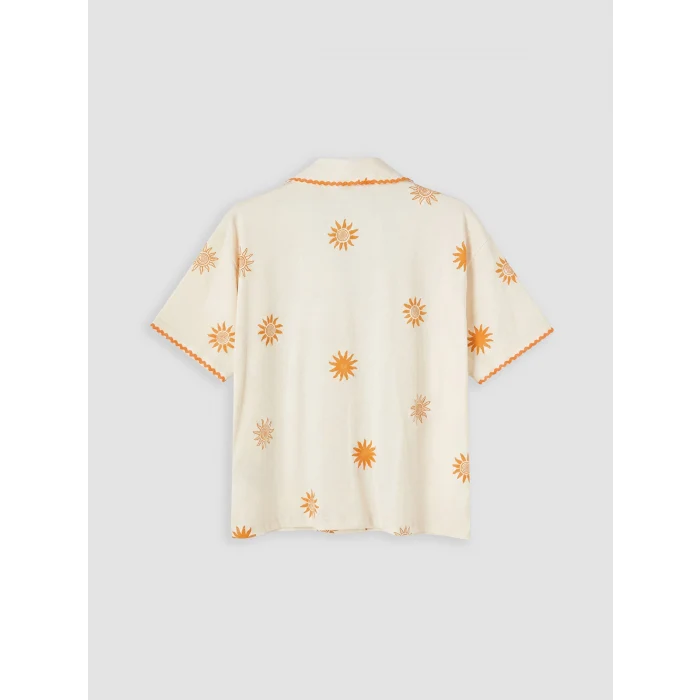 LCW DREAM Ekru Güneş Desenli Kadın Şortlu Pijama Takımı
