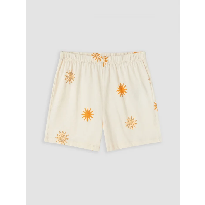 LCW DREAM Ekru Güneş Desenli Kadın Şortlu Pijama Takımı