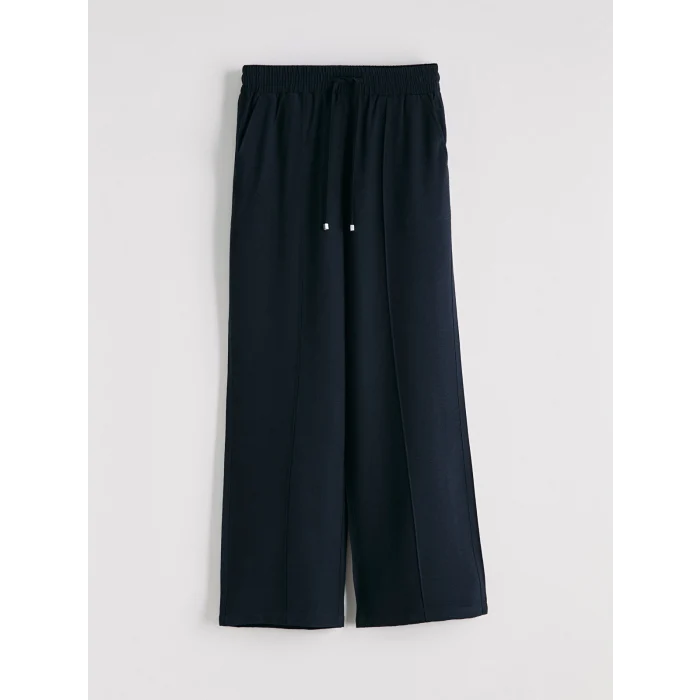 LCW STUDIO Lacivert Beli Lastikli Geniş Paça Kadın Pantolon
