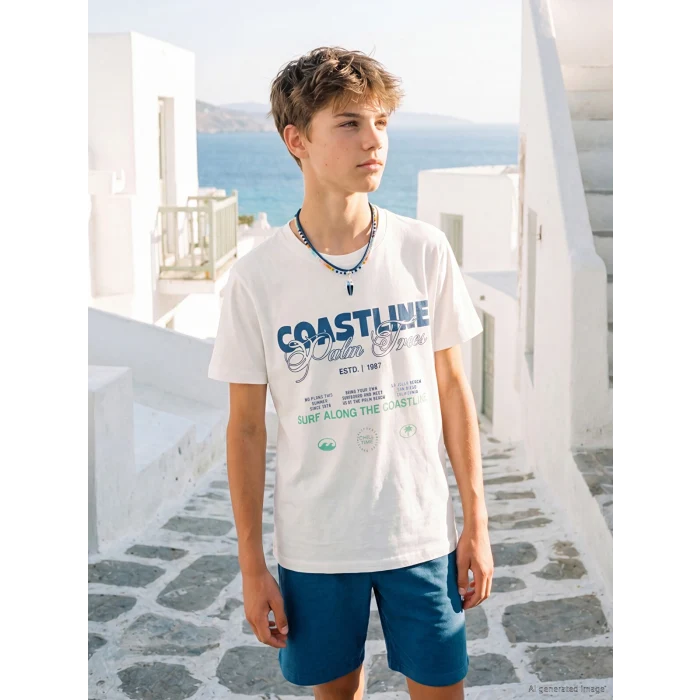 LCW Kids Beyaz Baskılı Erkek Çocuk Takım