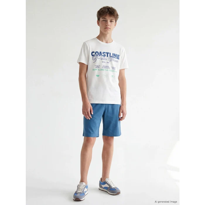 LCW Kids Beyaz Baskılı Erkek Çocuk Takım