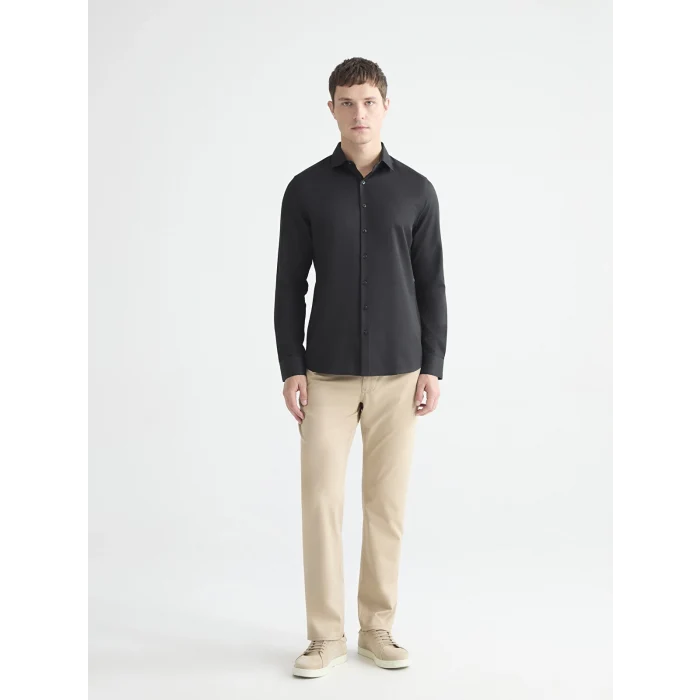 LCW BUSINESS Siyah Slim Fit Uzun Kollu Armürlü Erkek Gömlek