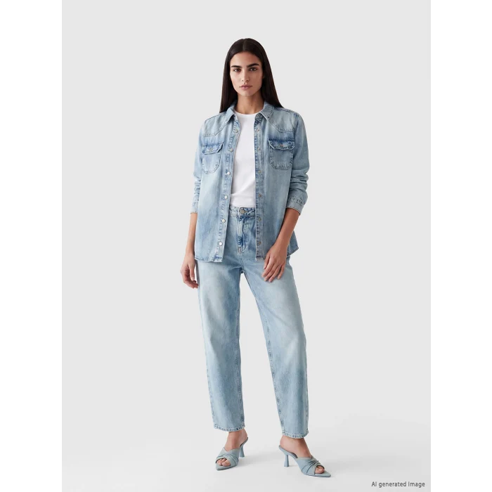 LCW Vision İndigo Carrot Fit Kadın Pileli Jean Pantolon