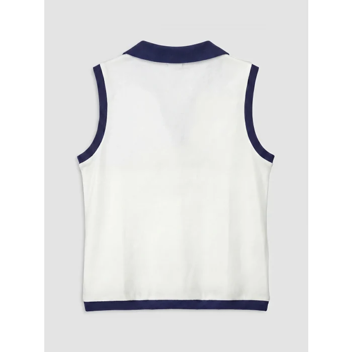 LCW Kids Beyaz Polo Yaka NYC Baskılı Kız Çocuk Atlet