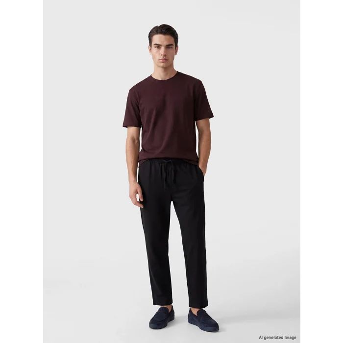 LCW Vision Siyah Regular Fit Erkek Keten Görünümlü Pantolon