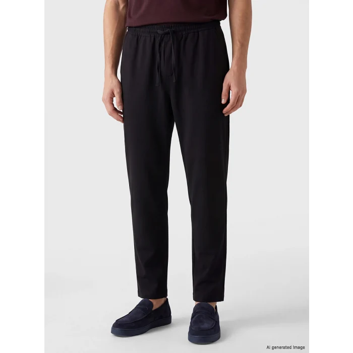 LCW Vision Siyah Regular Fit Erkek Keten Görünümlü Pantolon