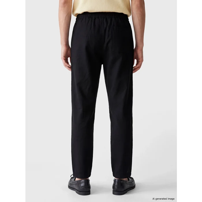 LCW Vision Siyah Regular Fit Erkek Keten Görünümlü Pantolon