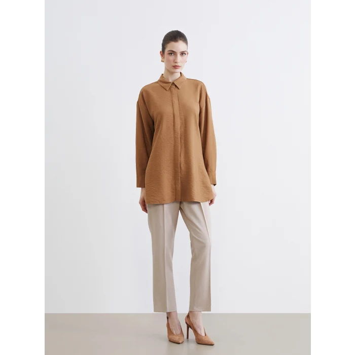 LCW Modest Bej Beli Lastikli Havuç Kesim Kadın Pantolon