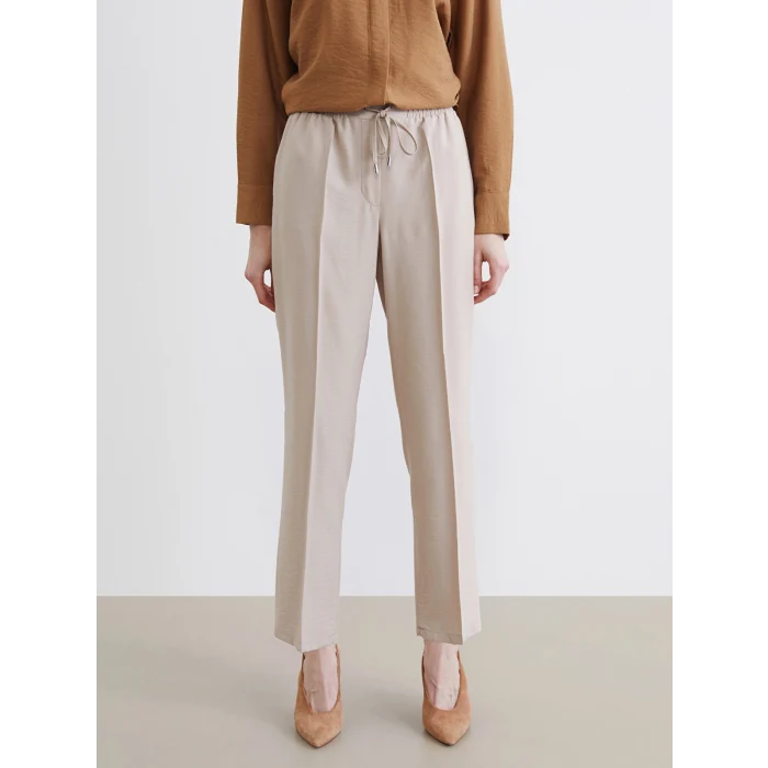 LCW Modest Bej Beli Lastikli Havuç Kesim Kadın Pantolon