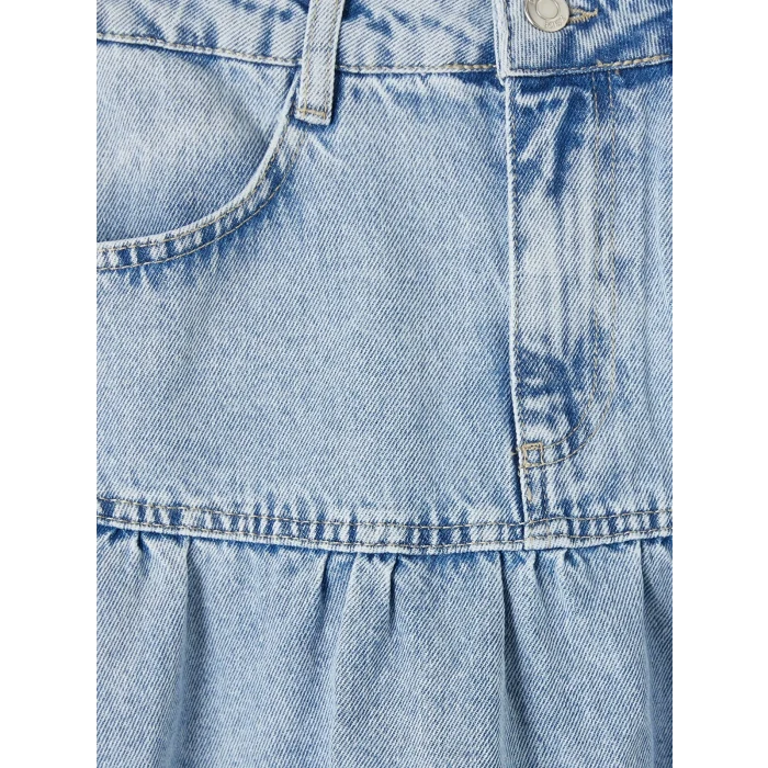 XSIDE Mavi Fırfırlı Mini Jean Etek