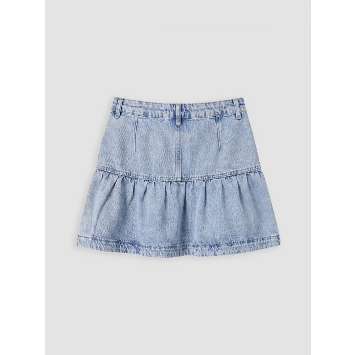 XSIDE Mavi Fırfırlı Mini Jean Etek