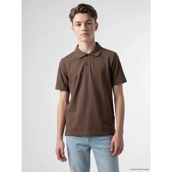LCW Kids Kahverengi Polo Yaka Erkek Çocuk Pike Tişört