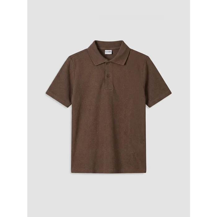 LCW Kids Kahverengi Polo Yaka Erkek Çocuk Pike Tişört