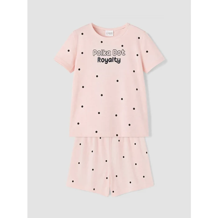 LCW Kids Pembe Kız Çocuk Puantiyeli Şortlu Pijama Takımı