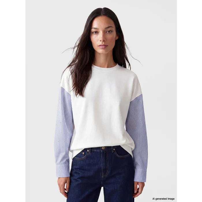 LCW EVERYDAY Beyaz Soft Touch Oversize Kadın Sweatshirt Tunik