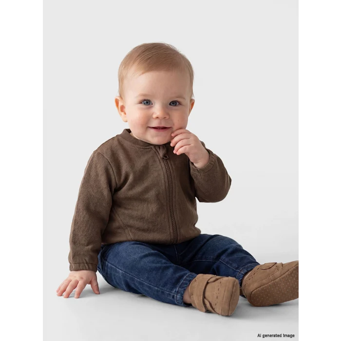 LCW baby Kahverengi Erkek Bebek Fermuarlı Sweatshirt