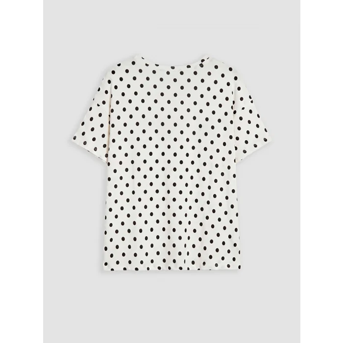 LCW DREAM Siyah Bisiklet Yaka Puantiyeli Kadın Pijama Takım